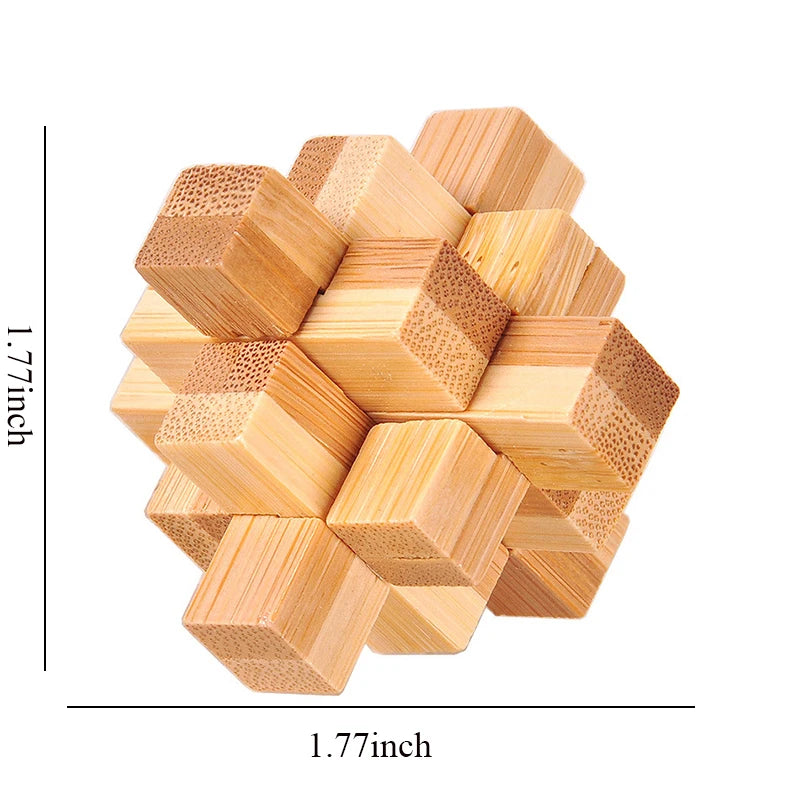 wooden kong ming lock puzzle 3d