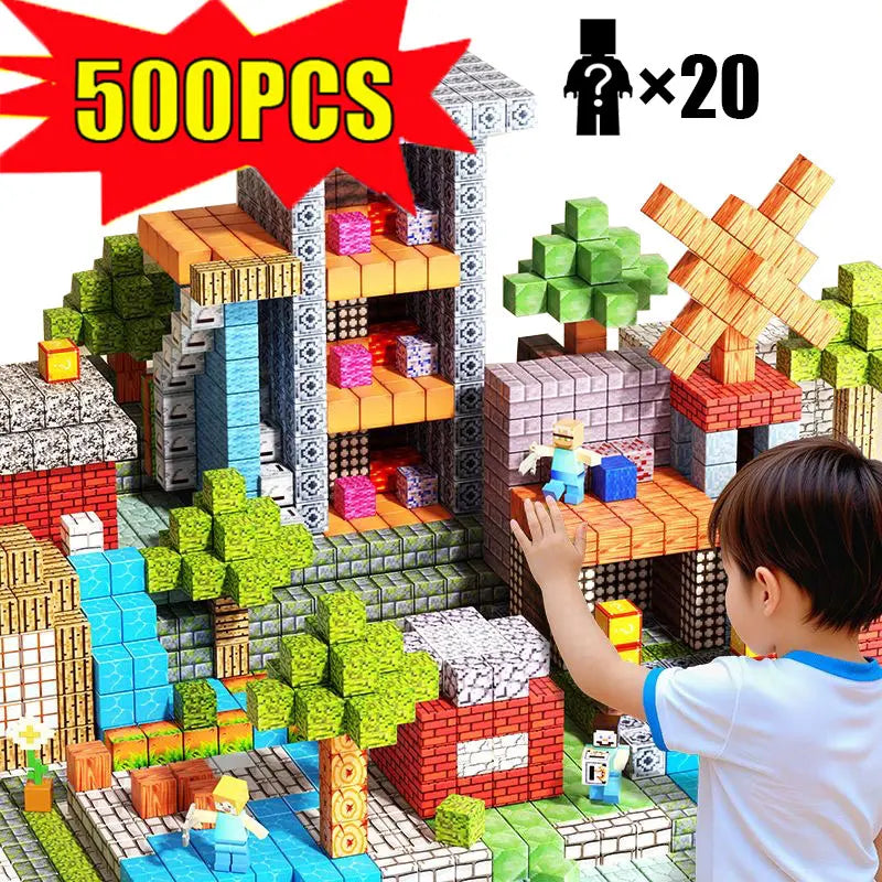 500PCS Magnetic Building Blocks – Montessori STEM Sensory Toy for Kids, Unisex Gift