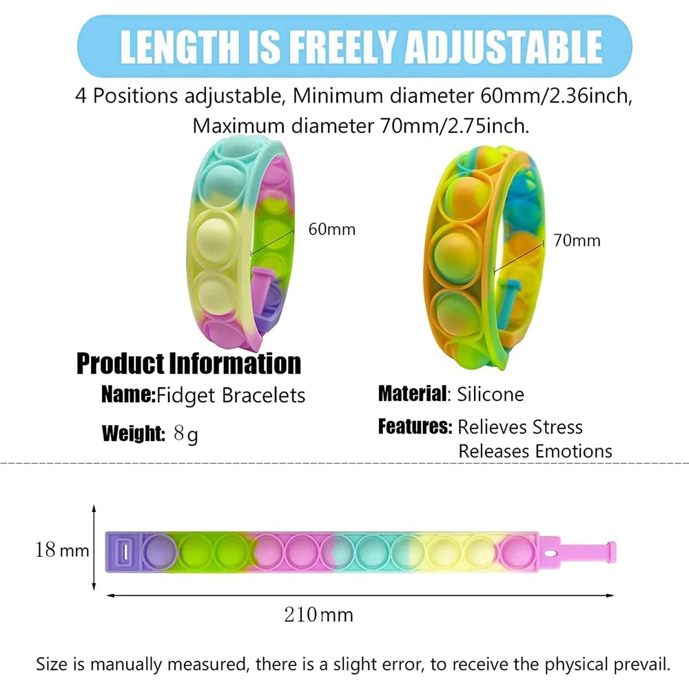 Fidget Pop Bracelet 12PCS Sensory Stress Relief Set