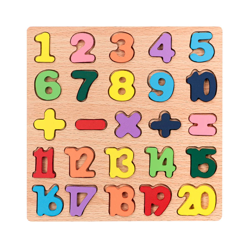 Montessori Wooden Puzzle Toy – 3D Alphabet & Shapes Set