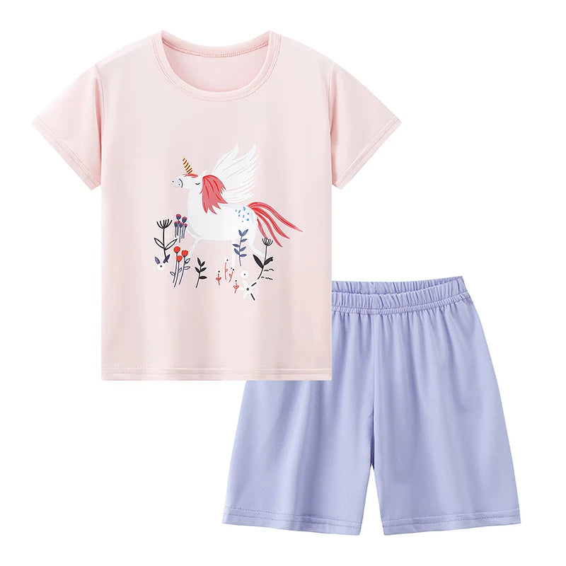 Kids Summer Cartoon Shorts Set