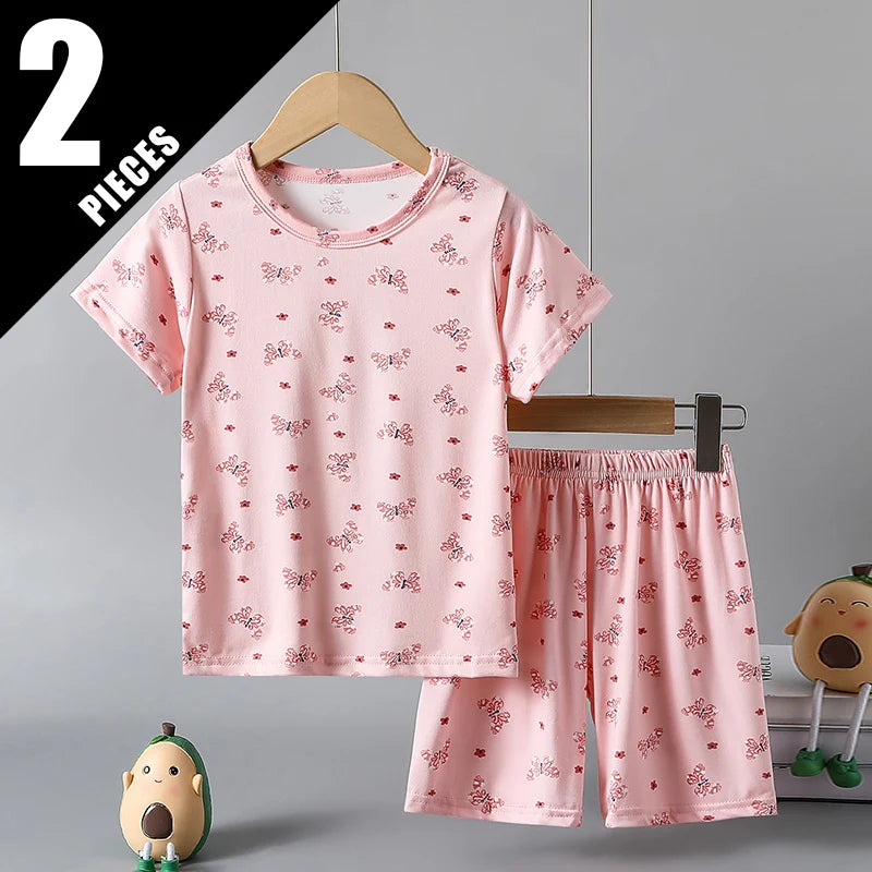 Kids Summer Cartoon Shorts Set