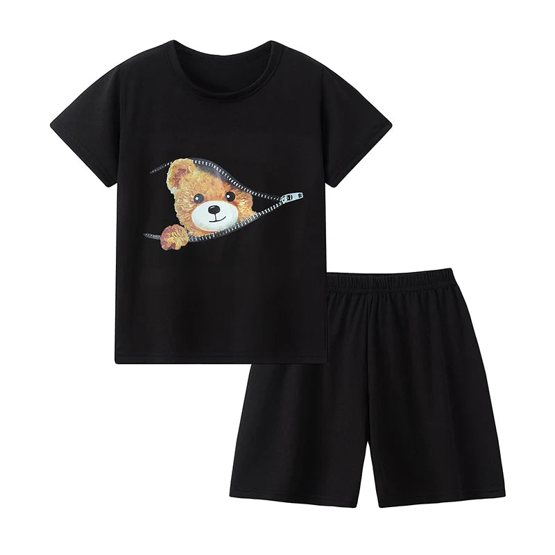 Kids Summer Cartoon Shorts Set