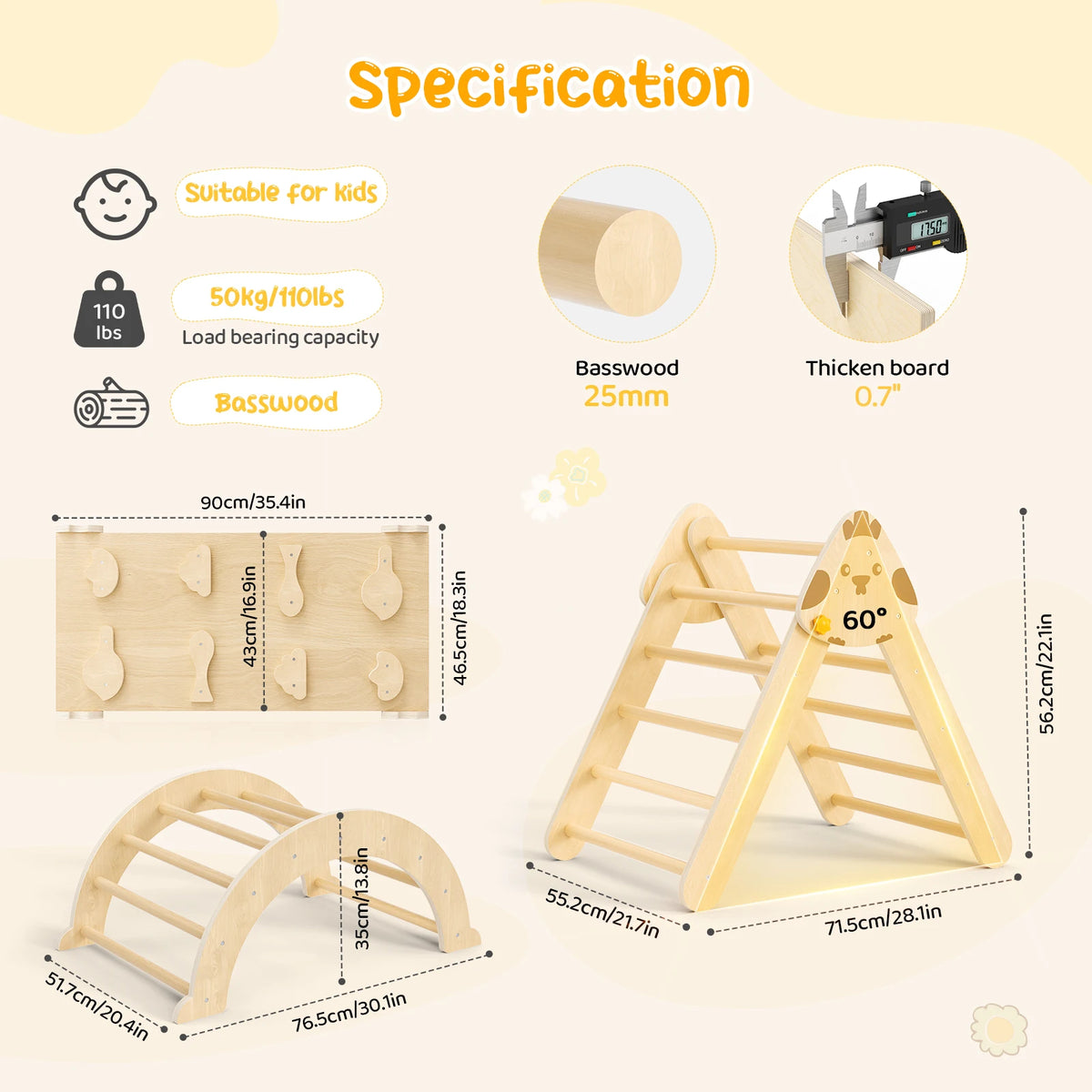 7-In-1 Toddler Climbing Frame Playground Indoor Play Gym for Kids Training Baby Wooden Slide
