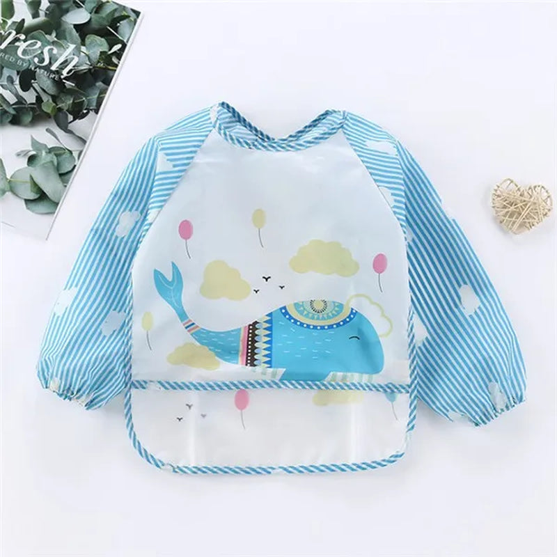 Baby Long Sleeve Waterproof Art Smock Bib with Pocket