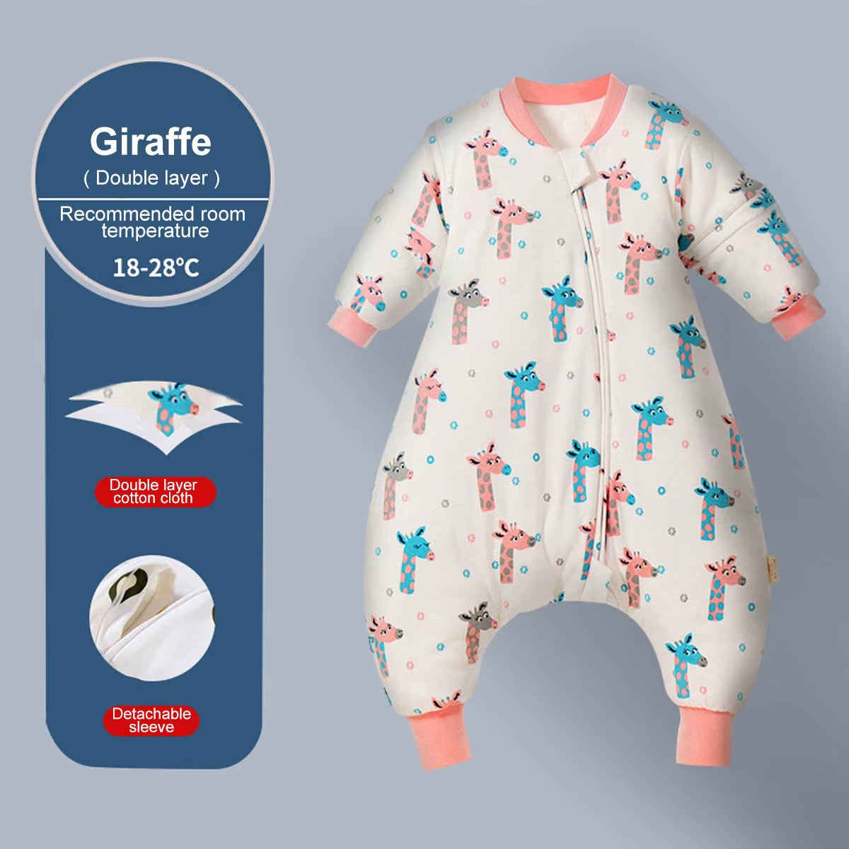Baby Cartoon Sleepsack with Detachable Sleeves