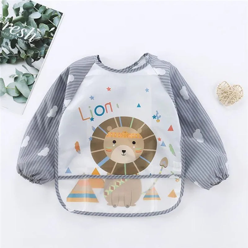 Baby Long Sleeve Waterproof Art Smock Bib with Pocket
