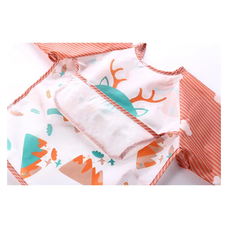 Baby Long Sleeve Waterproof Art Smock Bib with Pocket