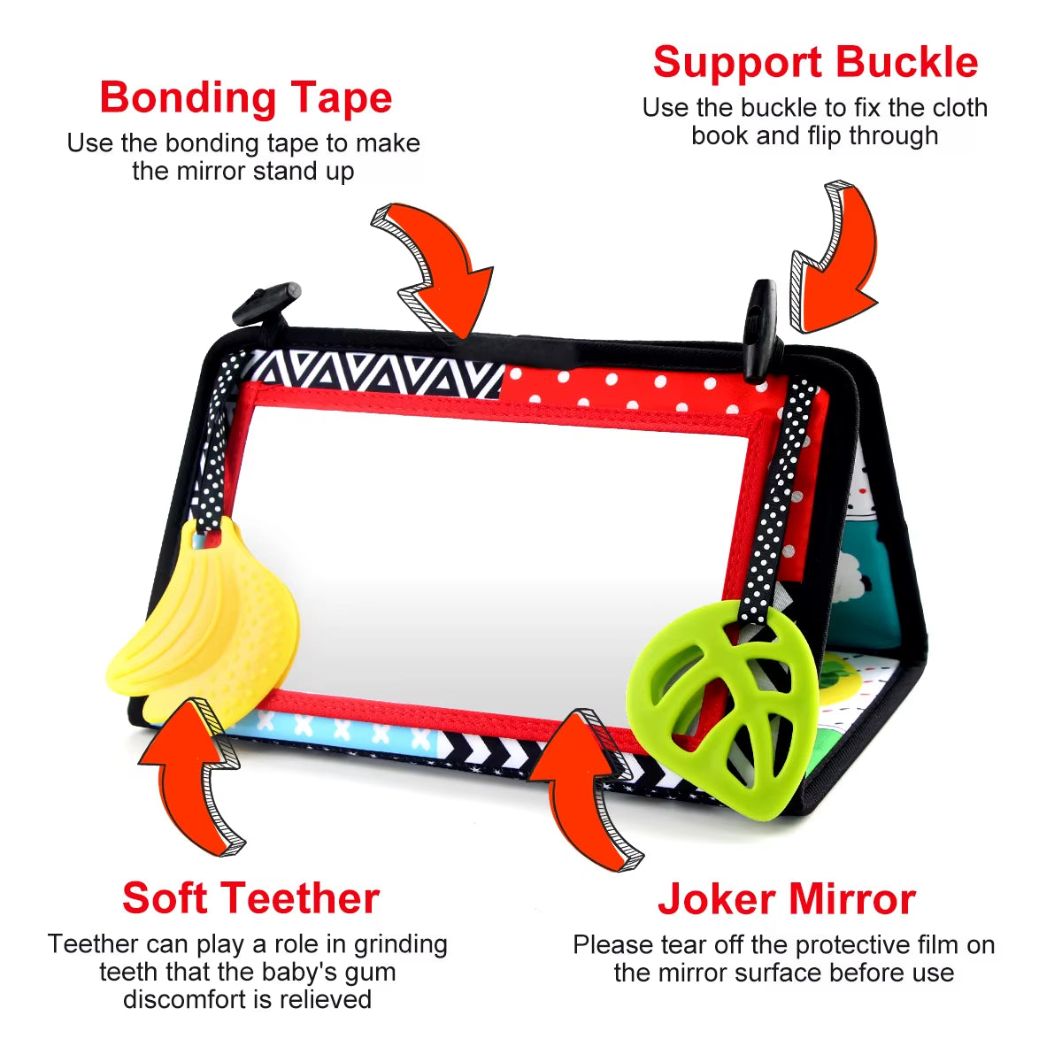 Baby Tummy Time Mirror Black & White – Sensory Floor Mirror