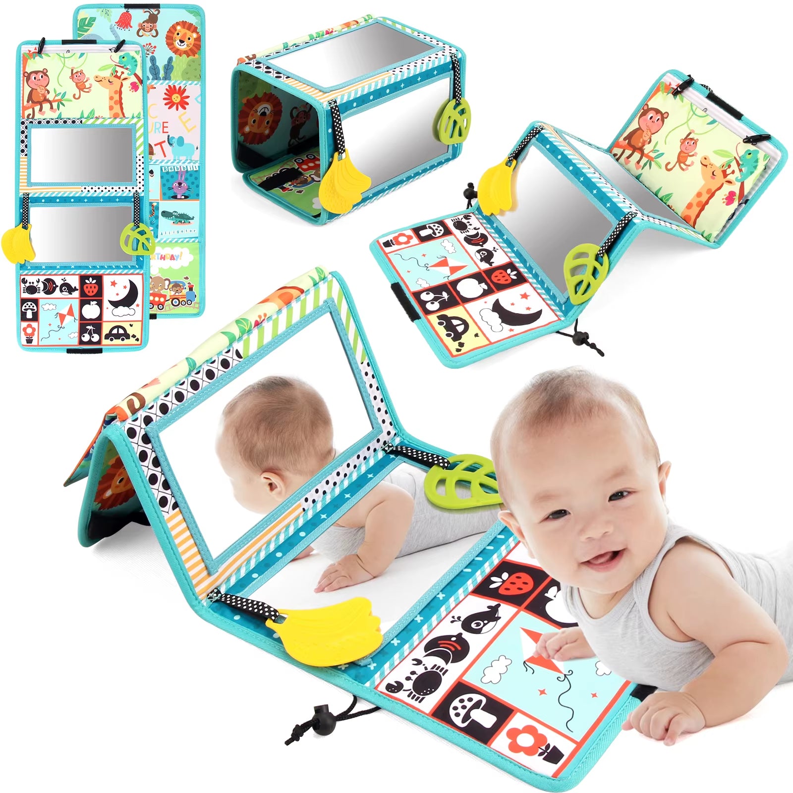 Baby Tummy Time Mirror Black & White – Sensory Floor Mirror