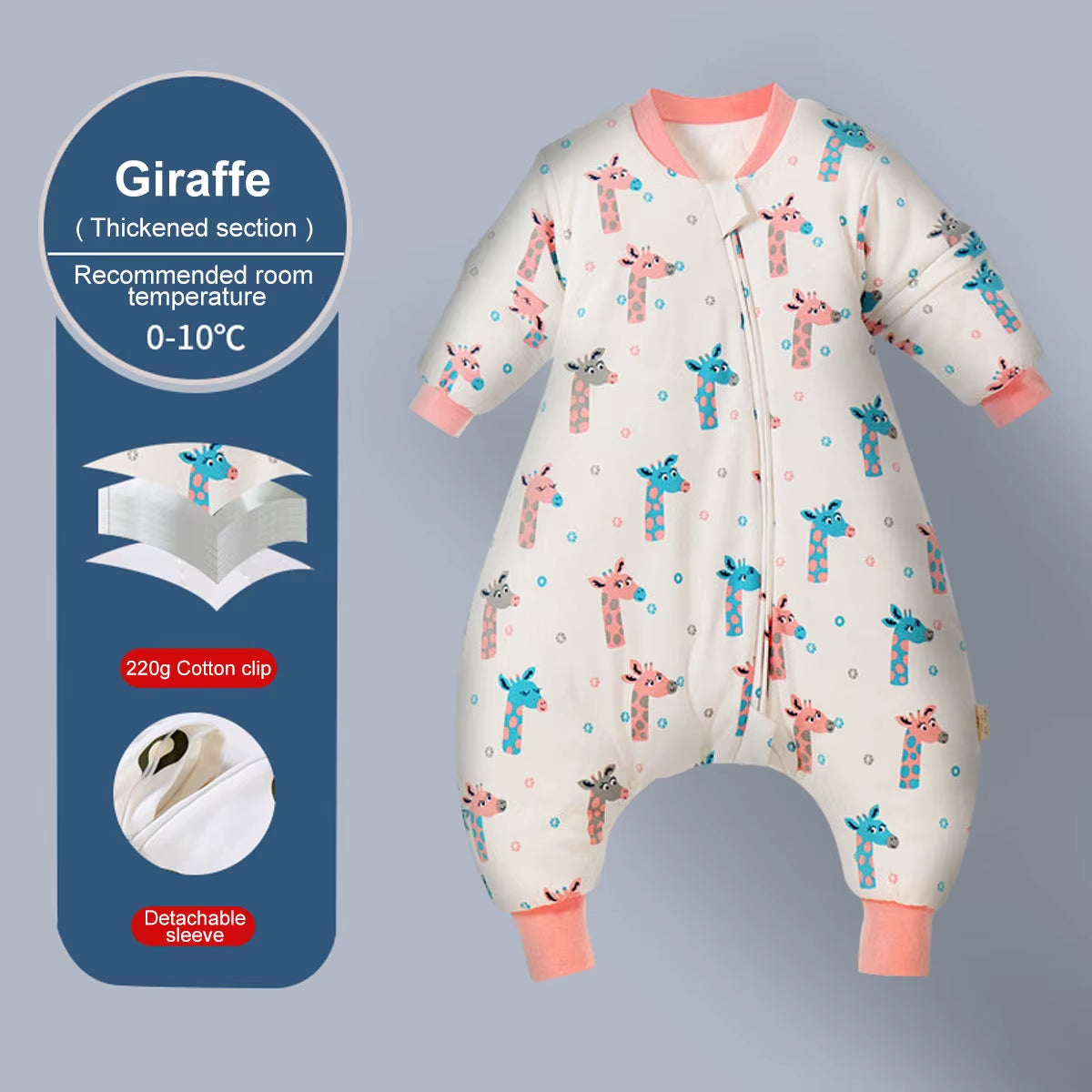 Baby Cartoon Sleepsack with Detachable Sleeves