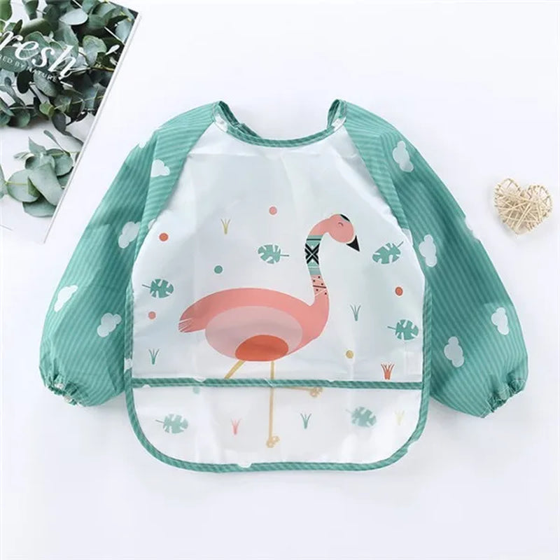Baby Long Sleeve Waterproof Art Smock Bib with Pocket